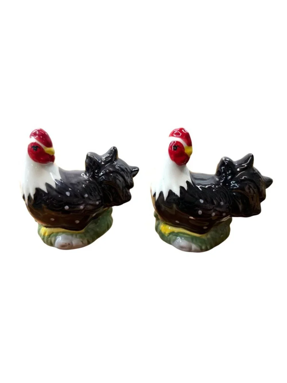Rooster & Chicken Salt Pepper Shakers American Atelier Farmhouse Country Chic